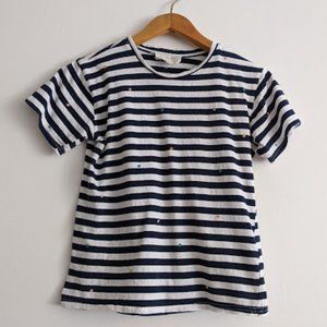 Currently in Love Blue and White Striped Shirt M